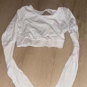 White Long Sleeve backless Crop Top